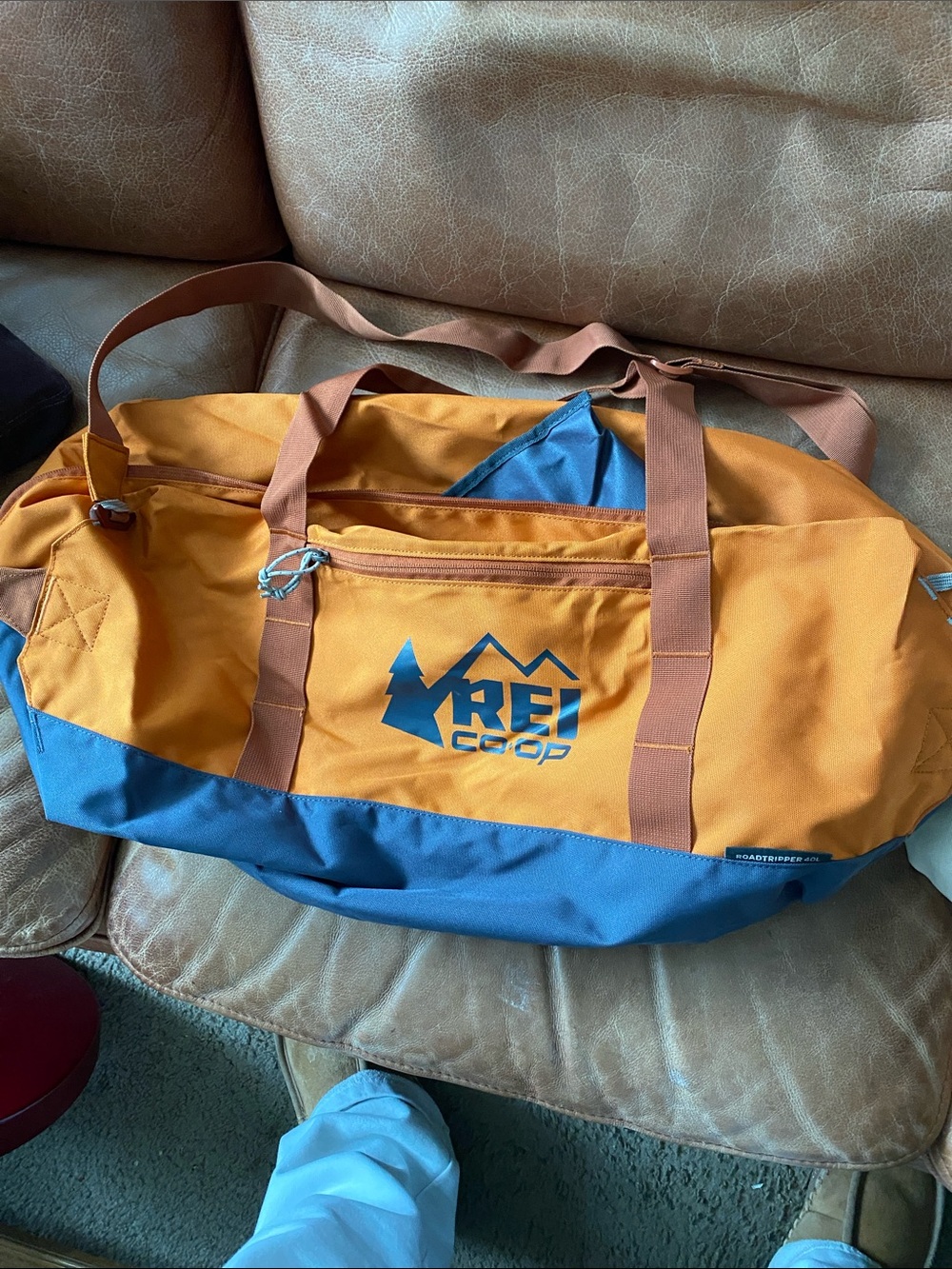 REI Co-op Orange and Blue Travel Duffel